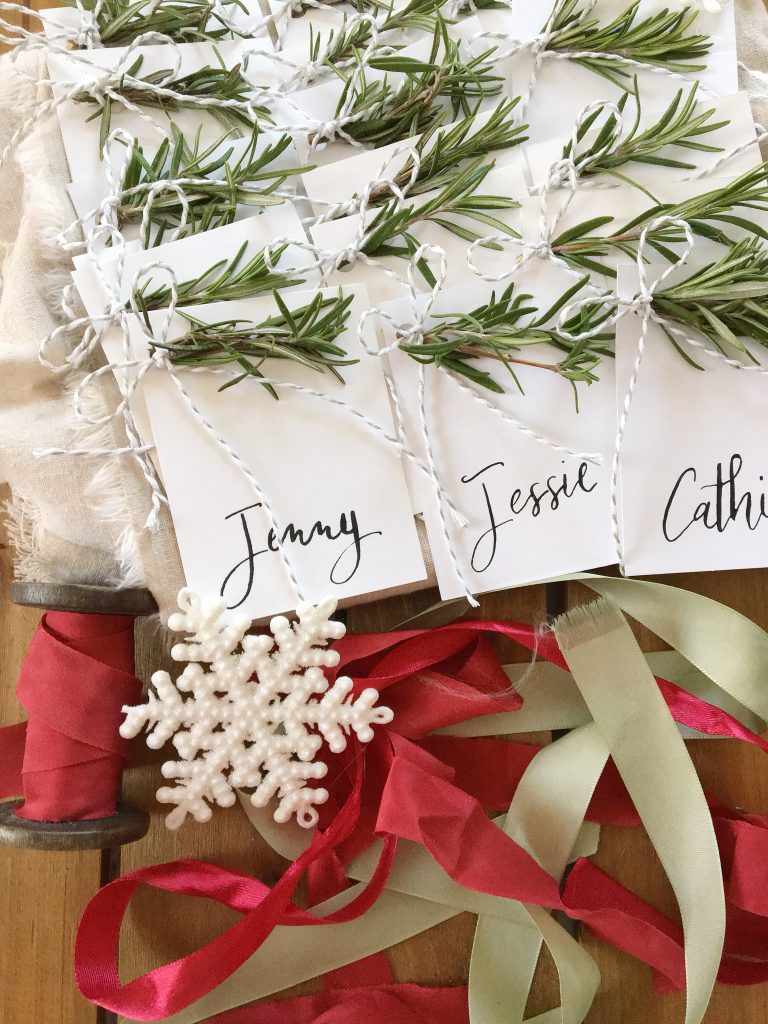 Rustic Rosemary Sprig Place Cards Rustic Rosemary Sprig Place Cards — Christmas Place Cards