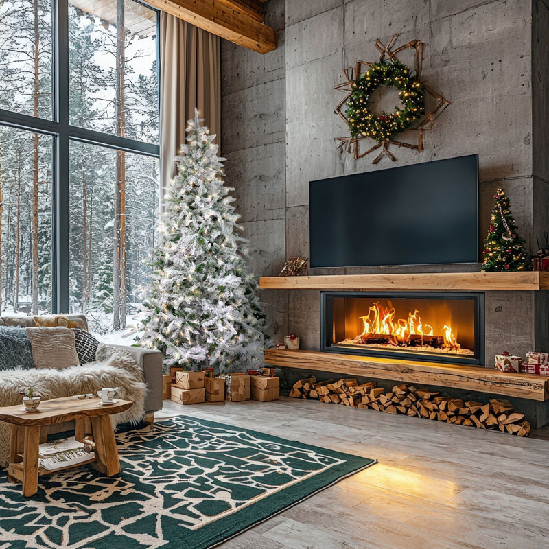 White Green Grey Wood Tones Black Visual Idea White Green Grey Wood Tones Black Visual Idea — Winter Wonderland Christmas Tree