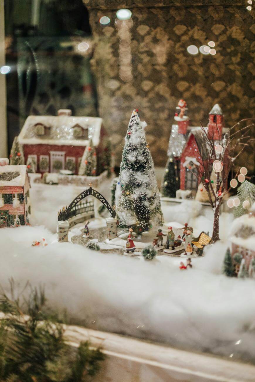 Intricate Snow-Covered Village Diorama — Christmas Village Display