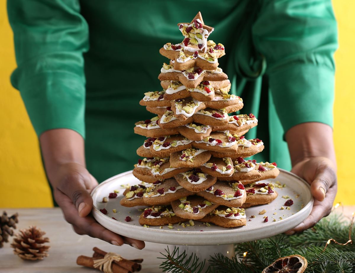 Whimsical Gingerbread Cookie Tree Made from Star Cookies Whimsical Gingerbread Cookie Tree Made from Star Cookies — Gingerbread Christmas Tree