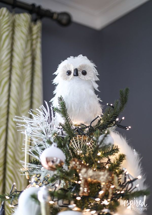 Whimsical White Owl Tree Topper for a Magical Touch — Christmas Tree Topper