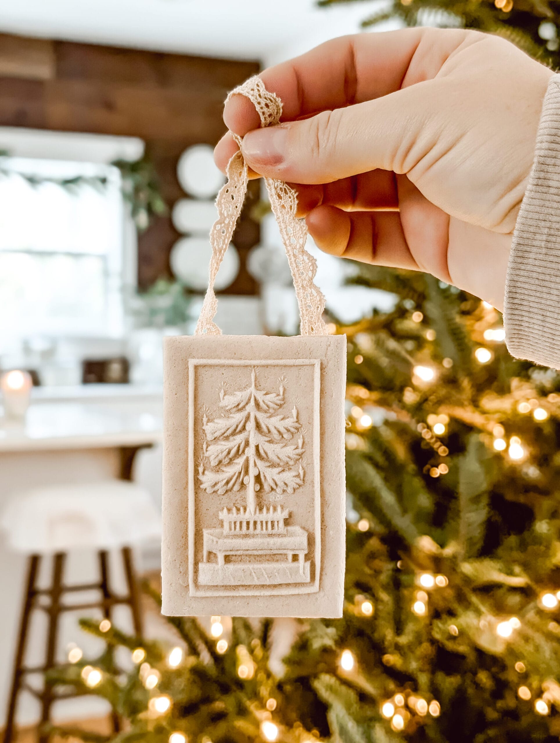 Farmhouse Charm: Salt Dough Ornament with Tree Relief Farmhouse Charm: Salt Dough Ornament with Tree Relief — Salt Dough Ornaments