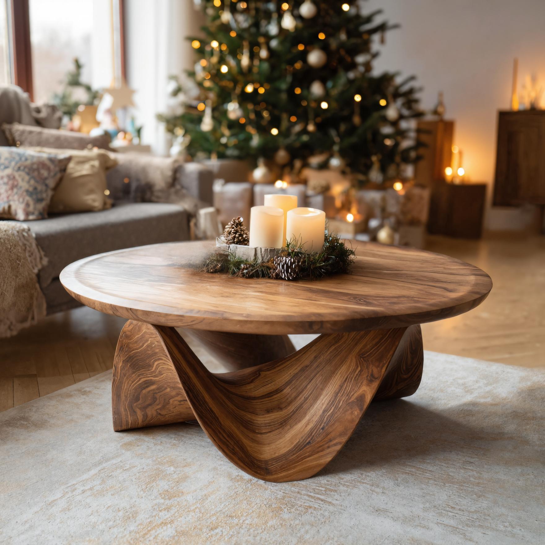 Modern Coffee Table with Natural Christmas Accents Modern Coffee Table with Natural Christmas Accents — Christmas Coffee Table Decor