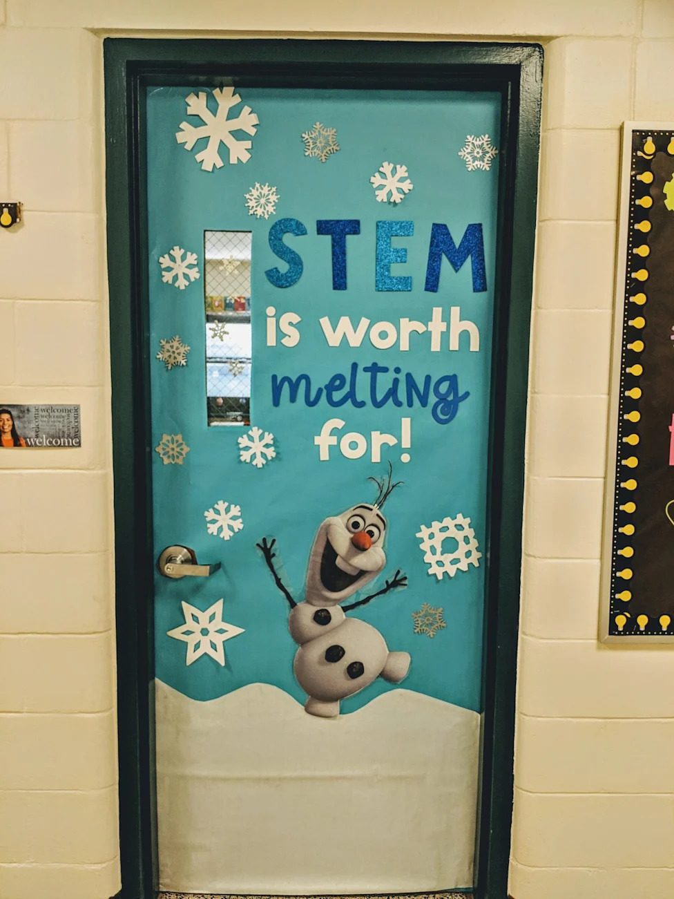 Olaf-Themed Winter Wonderland Door — Christmas Classroom Decor