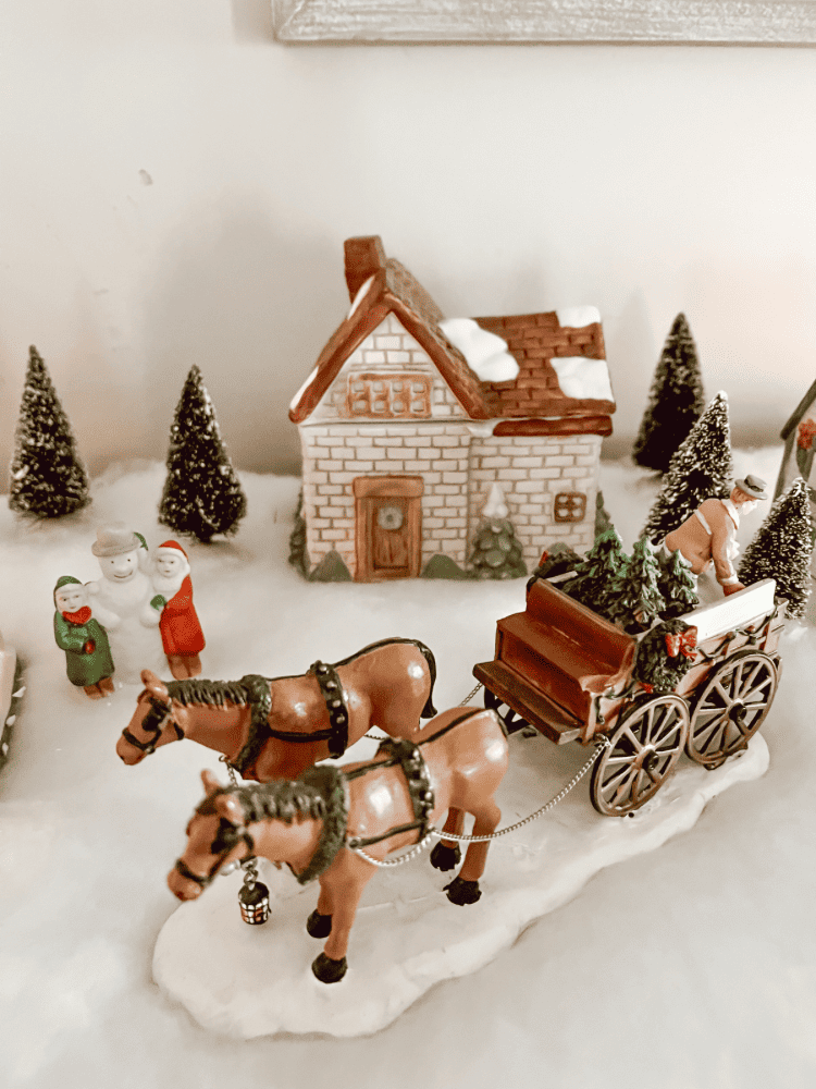 Narrative Christmas Village Scene with Horse-Drawn Carriage — Christmas Village Display