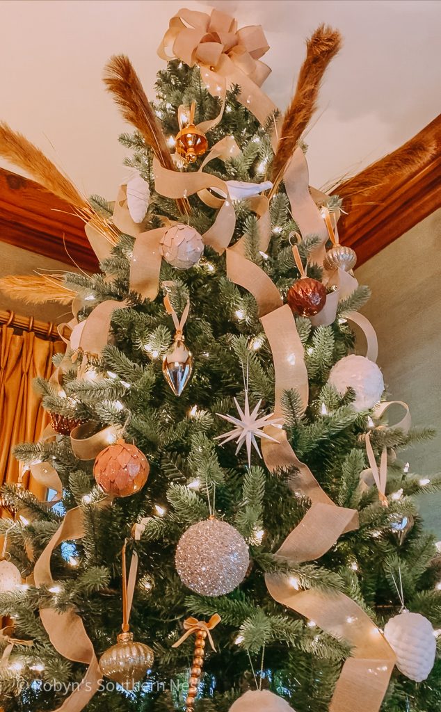 Boho Neutral Christmas Tree with Pampas Grass Accents