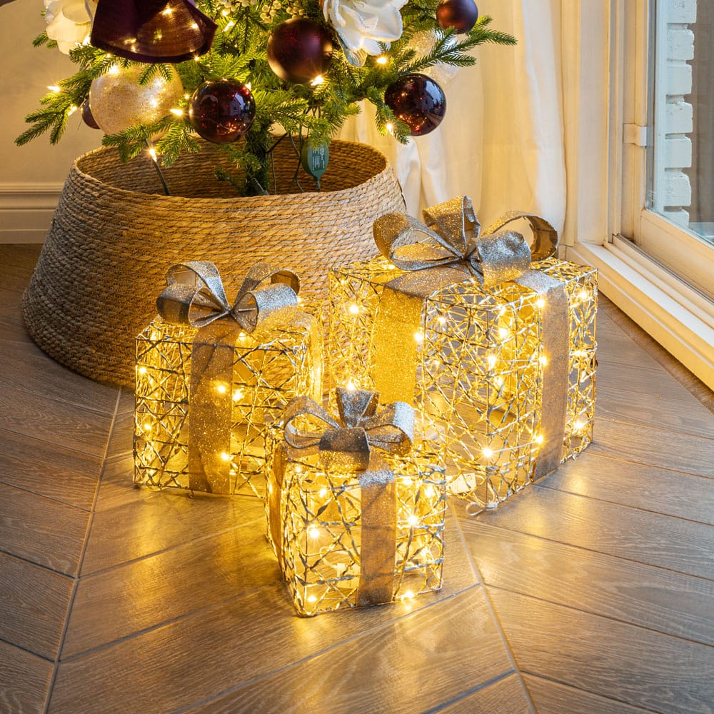 Sparkling Light-Up Gift Boxes Add Festive Elegance — Christmas Lights Indoor