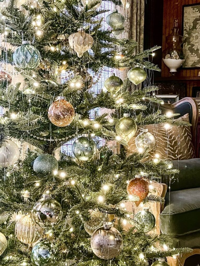 Muted Tones of Green, Gold, and Silver on a Vintage Tree — Vintage Christmas Ornaments