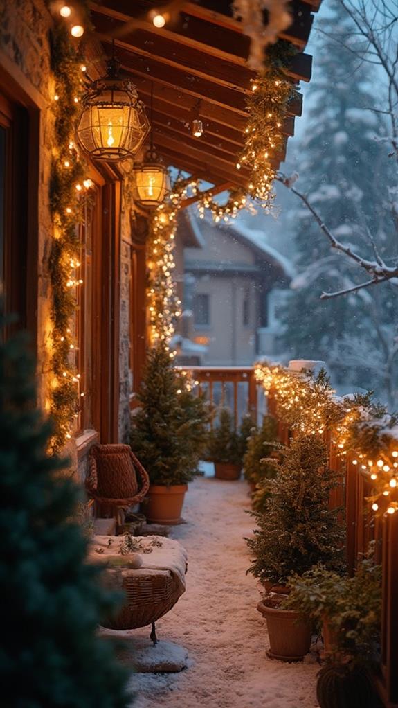 Cozy Balcony with Rustic Charm and Warm Lighting Cozy Balcony with Rustic Charm and Warm Lighting — Christmas Balcony Decor