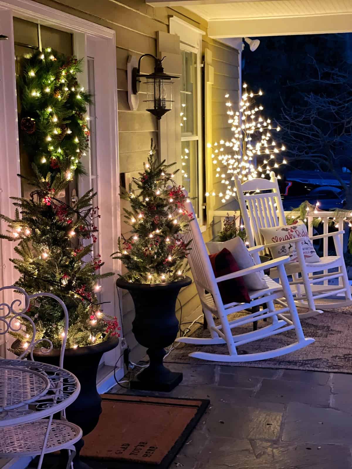 Illuminated Christmas Trees Create a Magical Evening Porch Illuminated Christmas Trees Create a Magical Evening Porch — Small Christmas Porch