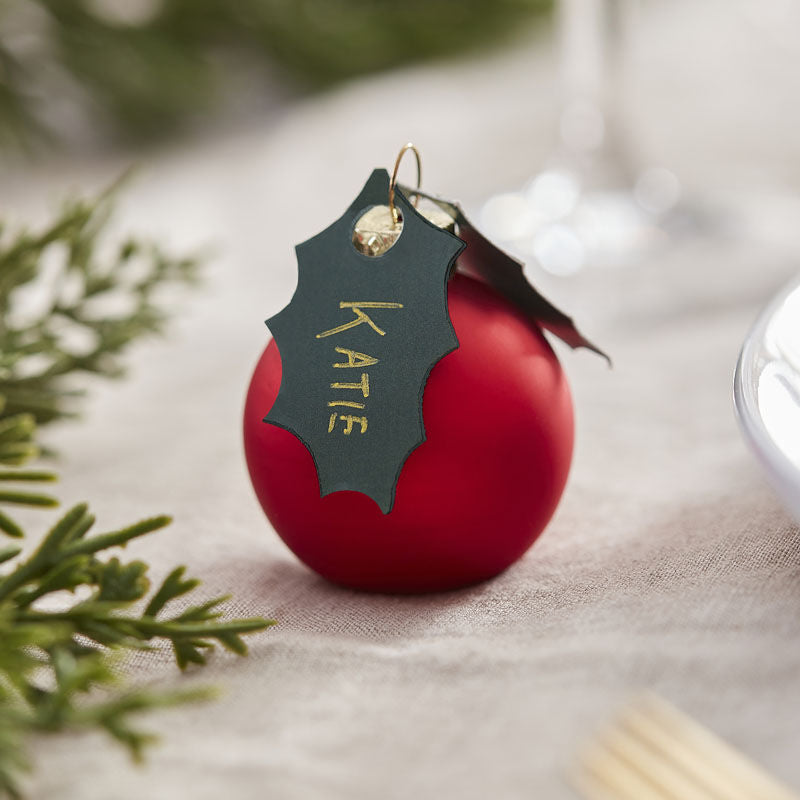 Elegant Red Bauble Christmas Place Card Holder Elegant Red Bauble Christmas Place Card Holder — Christmas Place Cards