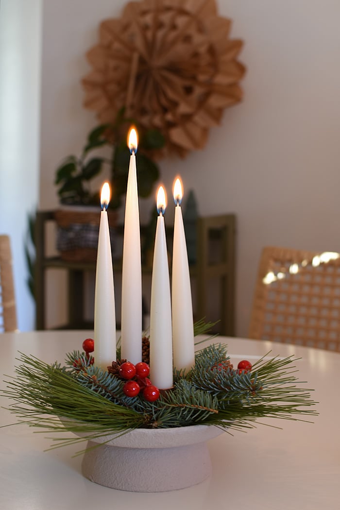 Modern Advent Wreath with Tapered Candles Modern Advent Wreath with Tapered Candles