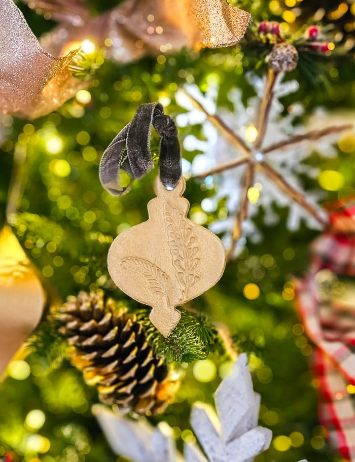Christmas Tree Accent: Embossed Tan Salt Dough Ornament Christmas Tree Accent: Embossed Tan Salt Dough Ornament — Salt Dough Ornaments
