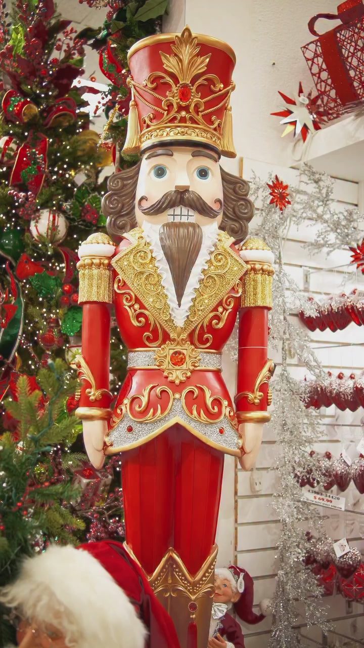 Vibrant Red and Gold Oversized Nutcracker in Retail Display Vibrant Red and Gold Oversized Nutcracker in Retail Display — Nutcracker Christmas Tree