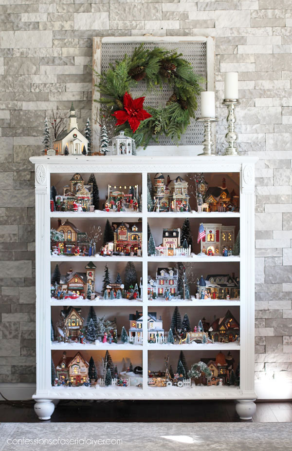 Traditional Multi-Shelf Cabinet Display for an Extensive Christmas Village — Christmas Village Display