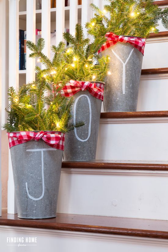 Farmhouse Galvanized Planters Spelling 'JOY' Farmhouse Galvanized Planters Spelling 'JOY' — Christmas Crafts for Adults