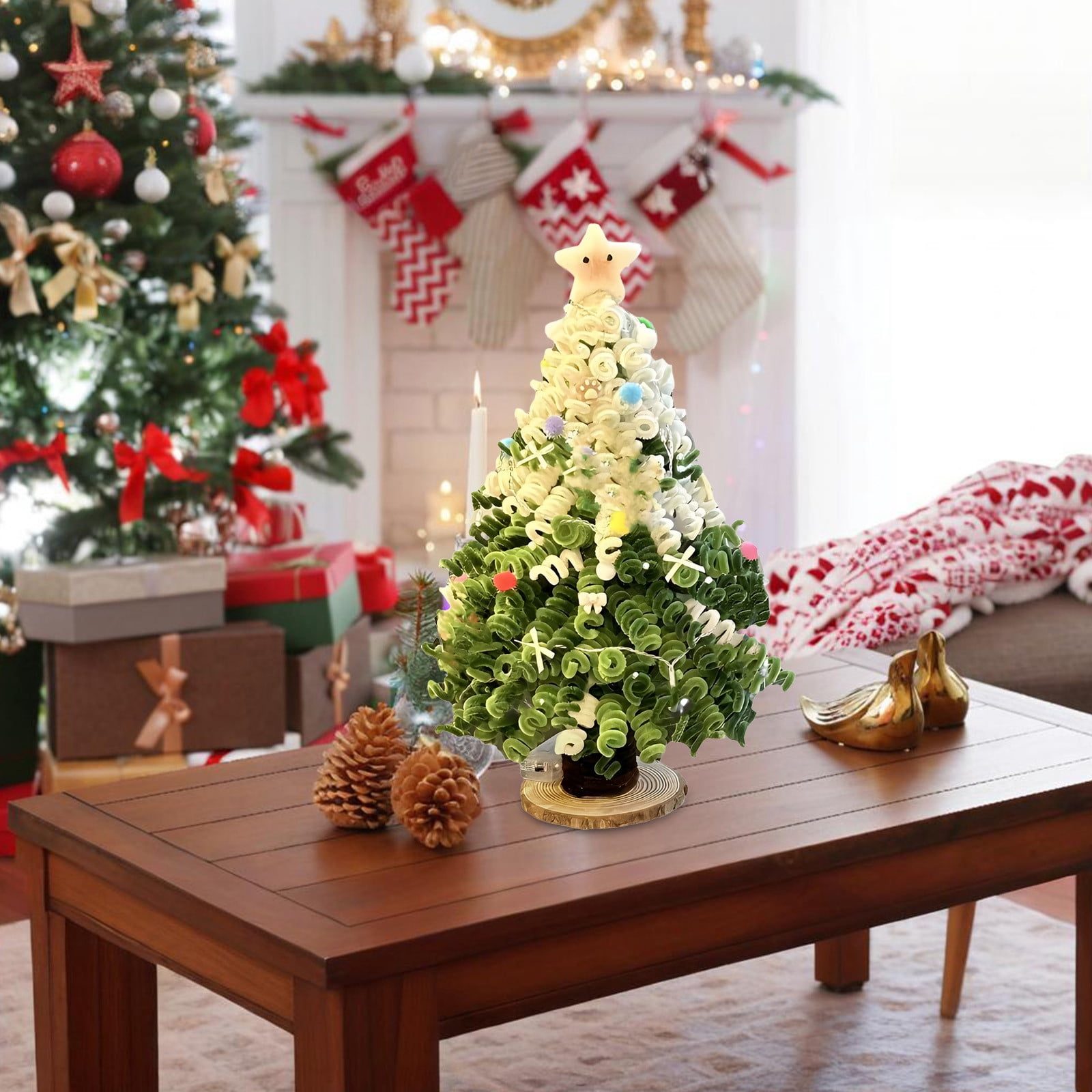 Festive Dining Table Centerpiece with a Small Christmas Tree — Small Christmas Tree Decor