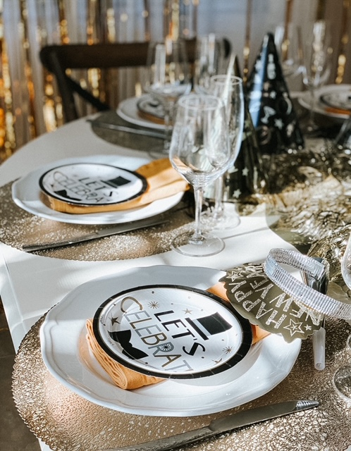 Festive Dining Table with Layered Place Settings Festive Dining Table with Layered Place Settings — New Years Eve Party 2027