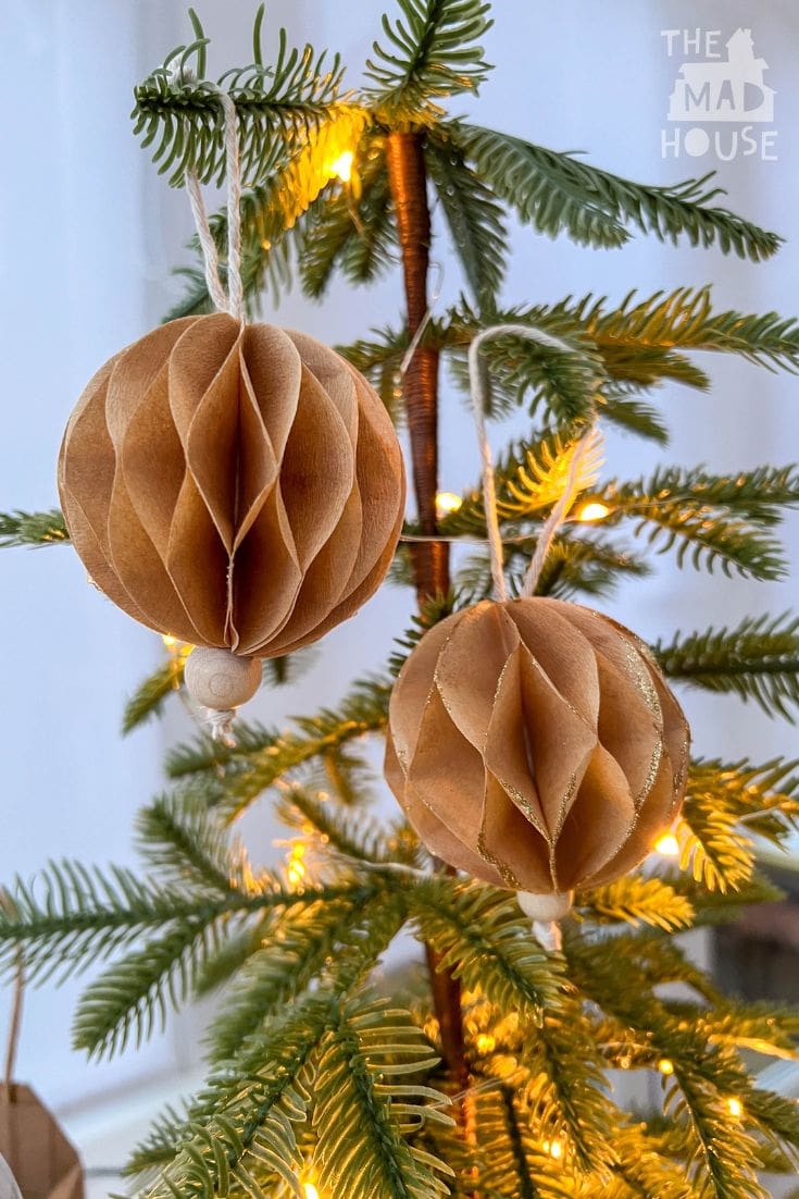 Natural Honeycomb Ornaments with Wood Beads Natural Honeycomb Ornaments with Wood Beads — DIY Christmas Ornaments