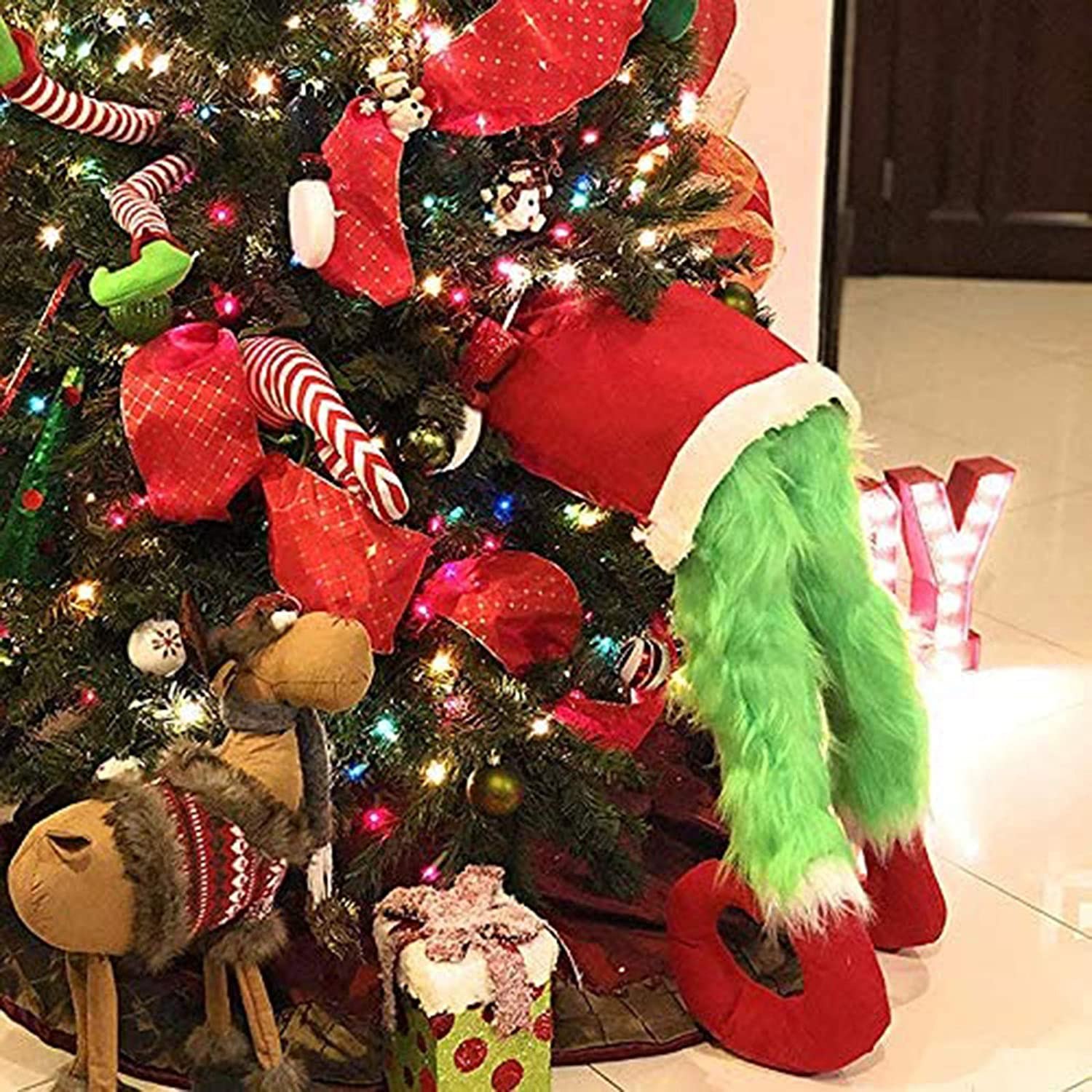 Grinch Christmas Tree with Iconic Legs and Boots Grinch Christmas Tree with Iconic Legs and Boots