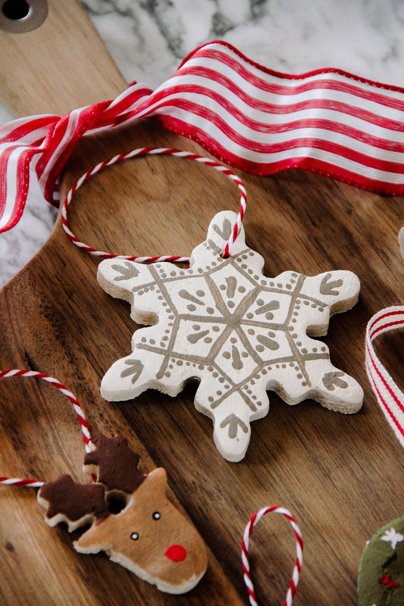 Rustic Kitchen Display: Painted Snowflake Salt Dough Ornament Rustic Kitchen Display: Painted Snowflake Salt Dough Ornament — Salt Dough Ornaments