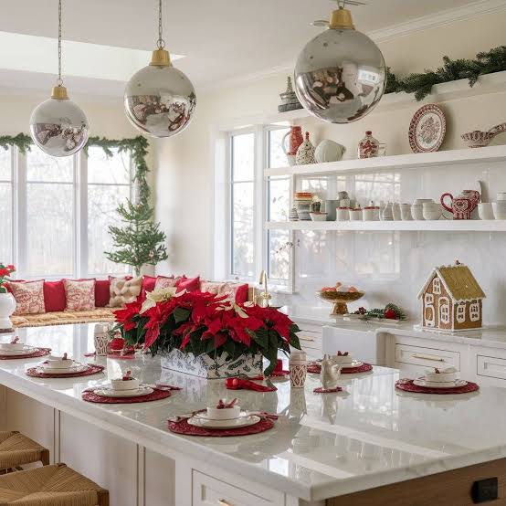 Kitchen Island Decked for a Festive Christmas Feast Kitchen Island Decked for a Festive Christmas Feast — Christmas Kitchen Decor