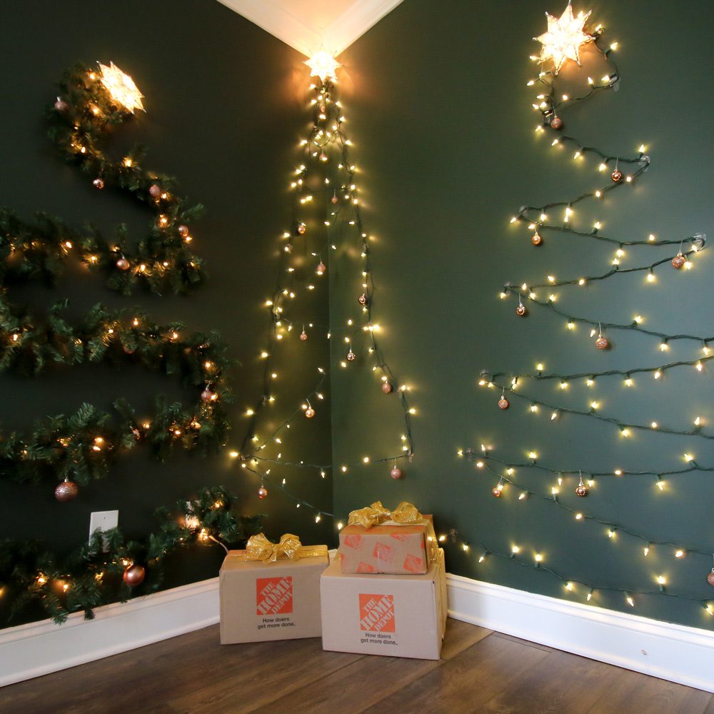 Dual Fairy Light Christmas Trees in a Room Corner Dual Fairy Light Christmas Trees in a Room Corner — Christmas Fairy Lights Wall