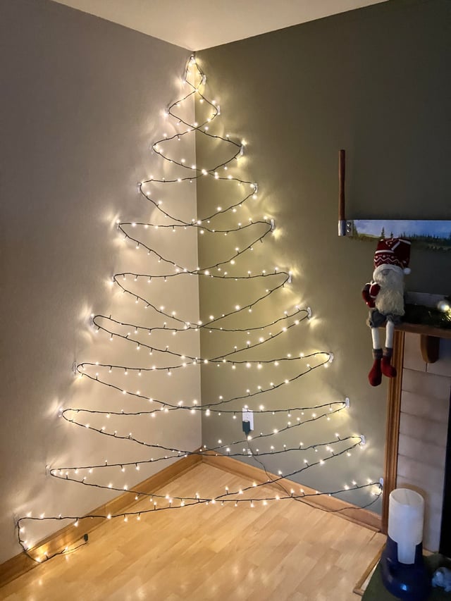 Minimalist Corner Wall Christmas Tree with Lights Minimalist Corner Wall Christmas Tree with Lights