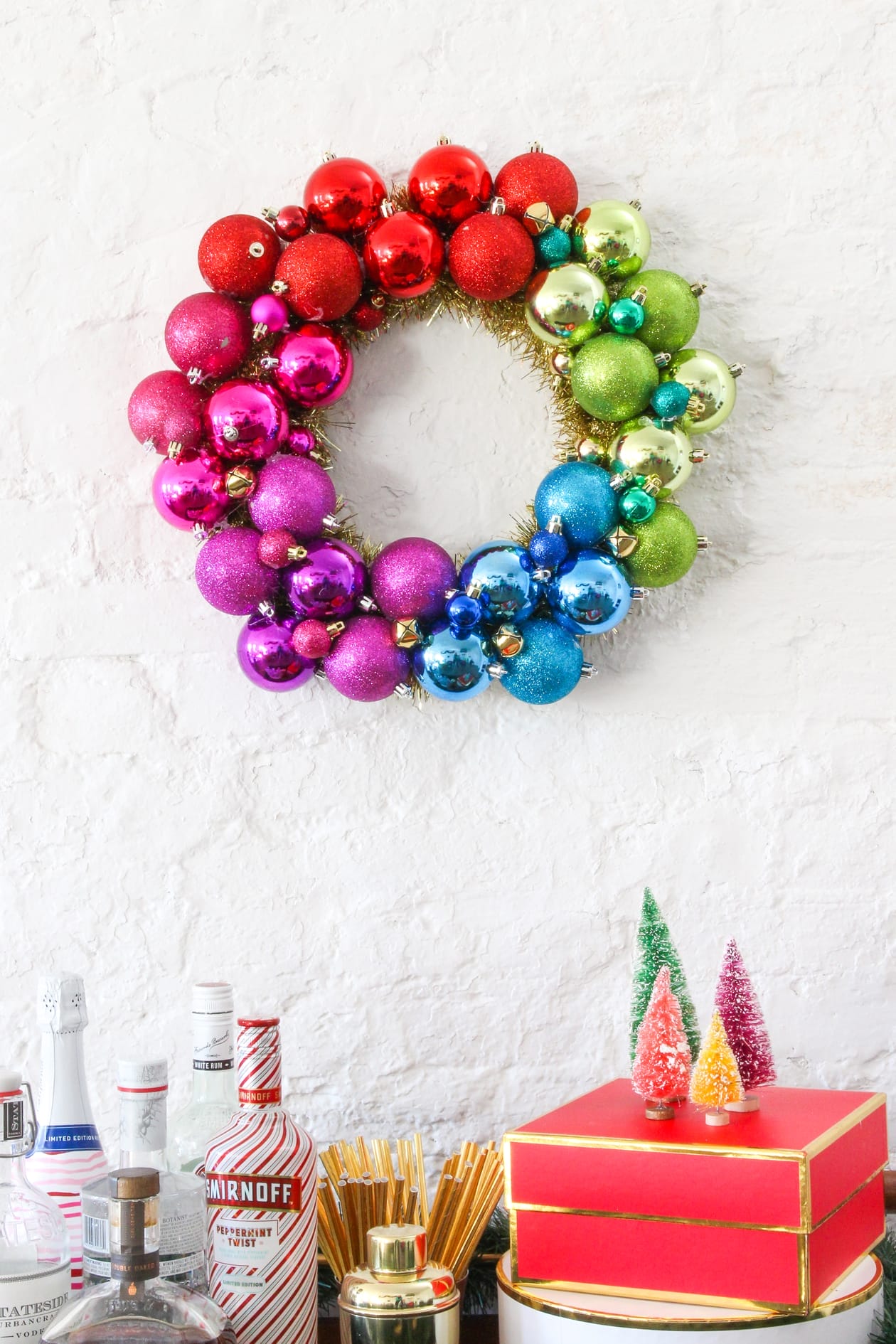 Modern Rainbow Ornament Wreath for a Vibrant Statement Modern Rainbow Ornament Wreath for a Vibrant Statement