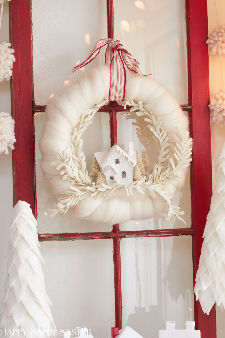 Felt and Wool Wreath with a Miniature House Scene Felt and Wool Wreath with a Miniature House Scene — DIY Christmas Wreath