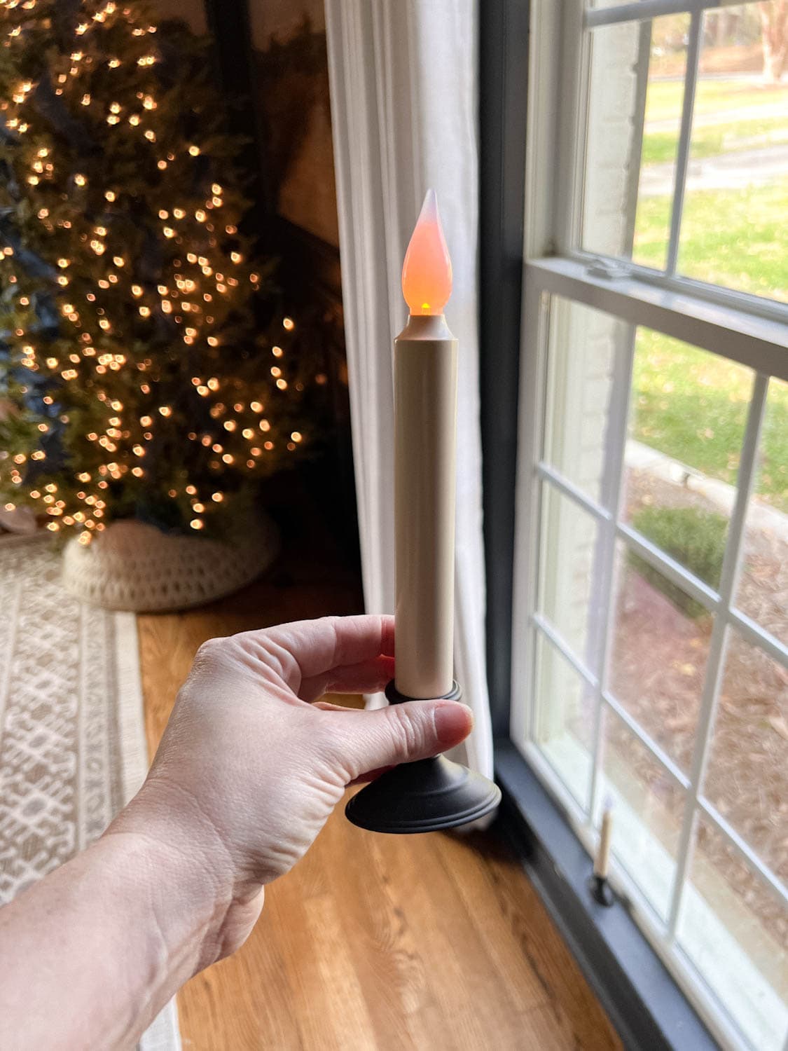 Battery-Operated Candle Held for Display — Christmas Window Candles