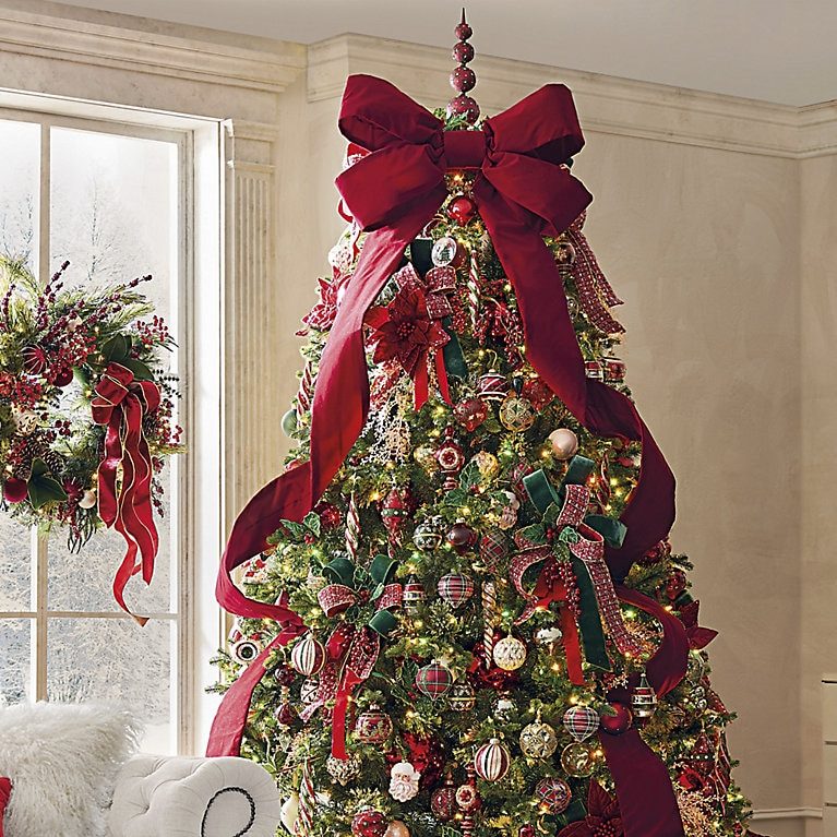 Oversized Red Velvet Bow for Traditional Yuletide Style — Christmas Tree Topper