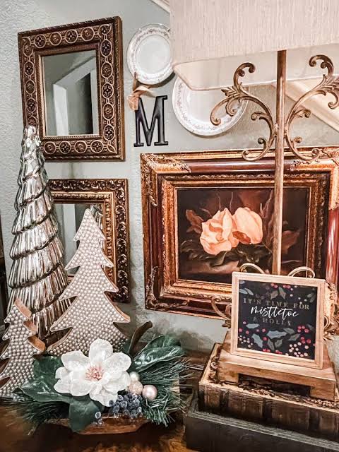 Vintage-Style Silver Christmas Trees on a Tabletop — Vintage Christmas Decor