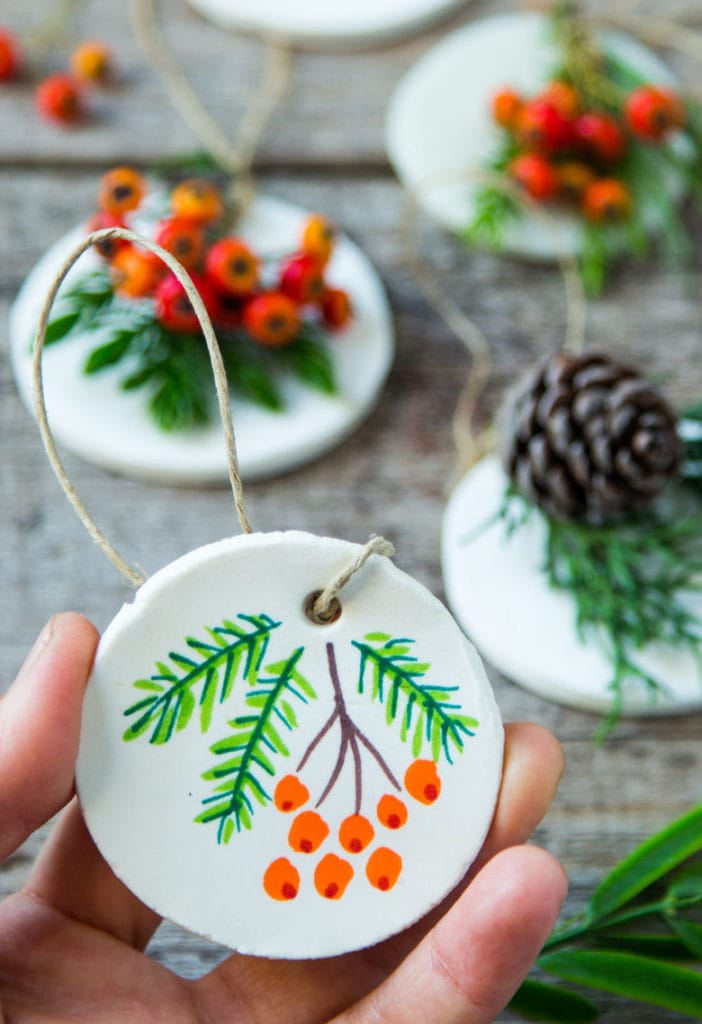 Folk Art Berry and Branch Painted Ornaments Folk Art Berry and Branch Painted Ornaments — Salt Dough Ornaments