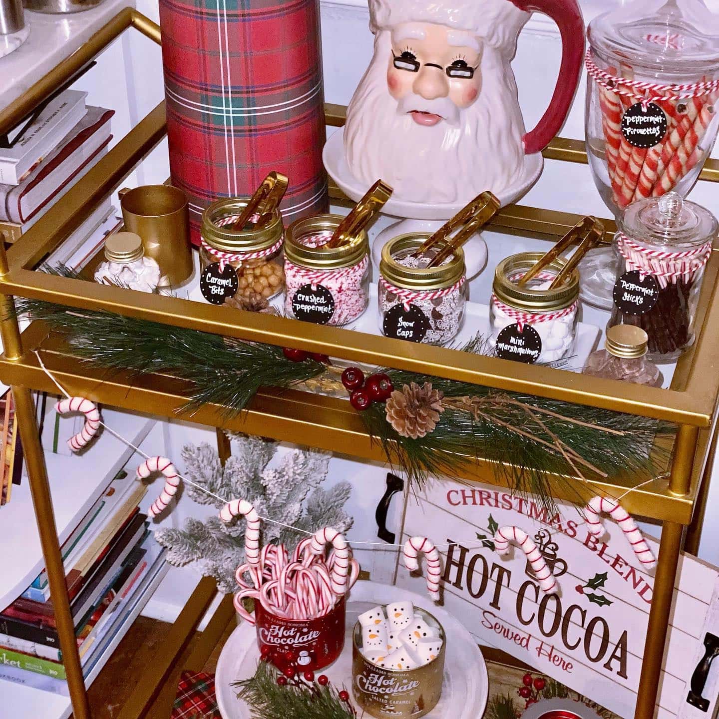 Festive Hot Cocoa Bar Overflowing with Christmas Treats Festive Hot Cocoa Bar Overflowing with Christmas Treats — Christmas Hot Cocoa Bar