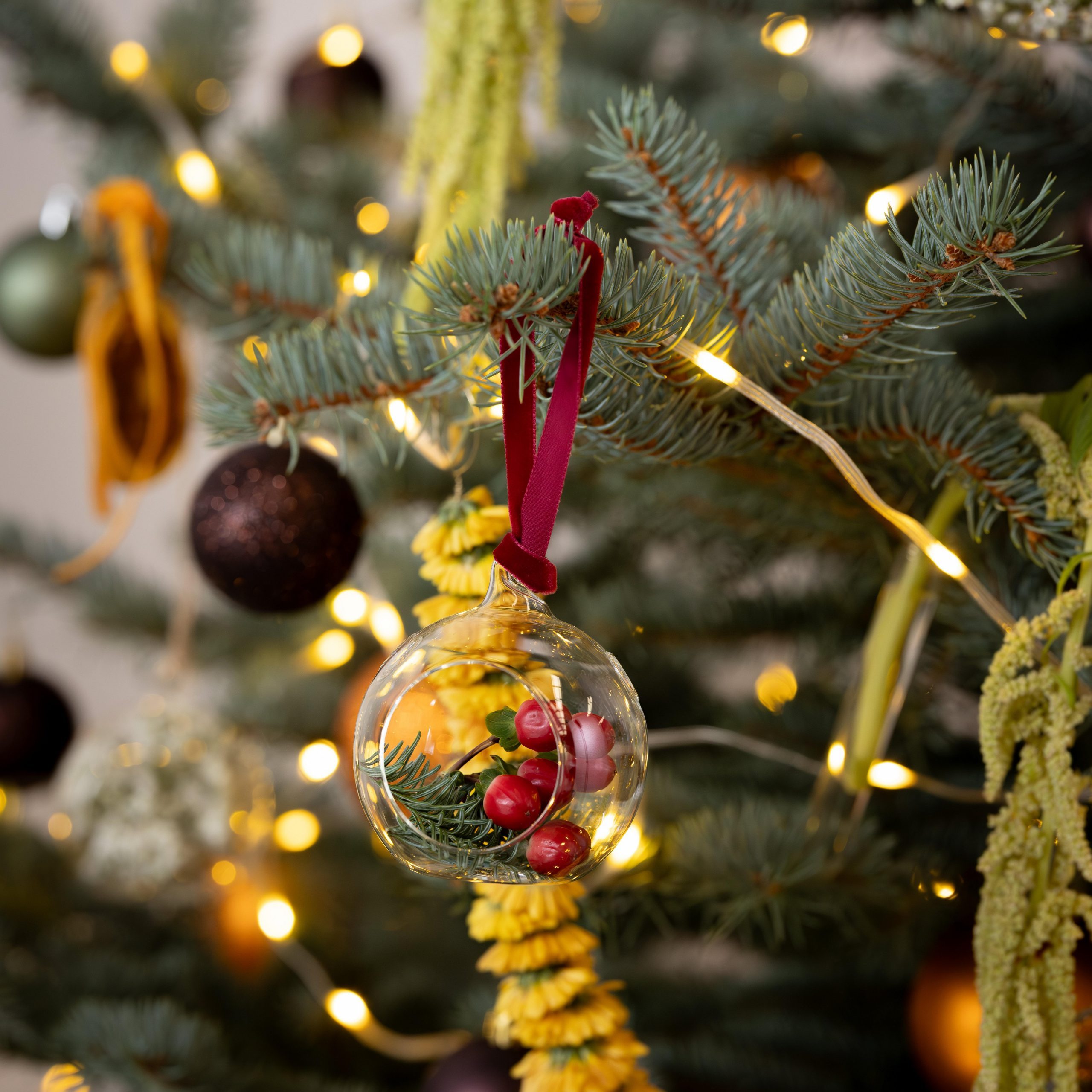 Elegant Clear Glass Bauble with Red Berries Elegant Clear Glass Bauble with Red Berries — Christmas Crafts for Adults