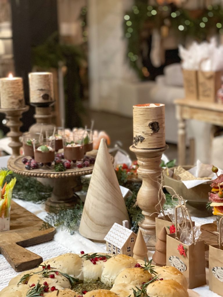 Rustic Indoor Christmas Dessert Table with Gingerbread Houses Rustic Indoor Christmas Dessert Table with Gingerbread Houses