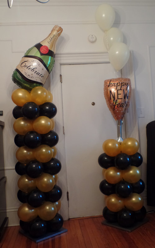 Festive Balloon Columns with Themed Toppers for Entryway Festive Balloon Columns with Themed Toppers for Entryway — New Years Eve Party 2027