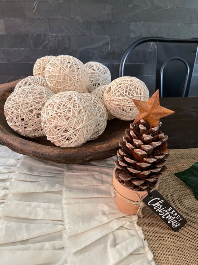 Rustic Pine Cone Christmas Tree in Terracotta Pot — Dollar Tree Christmas Decor