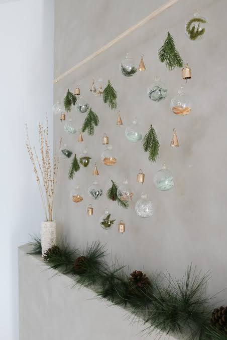 Minimalist DIY Ornament and Pine Sprig Hanging — Christmas Wall Decor
