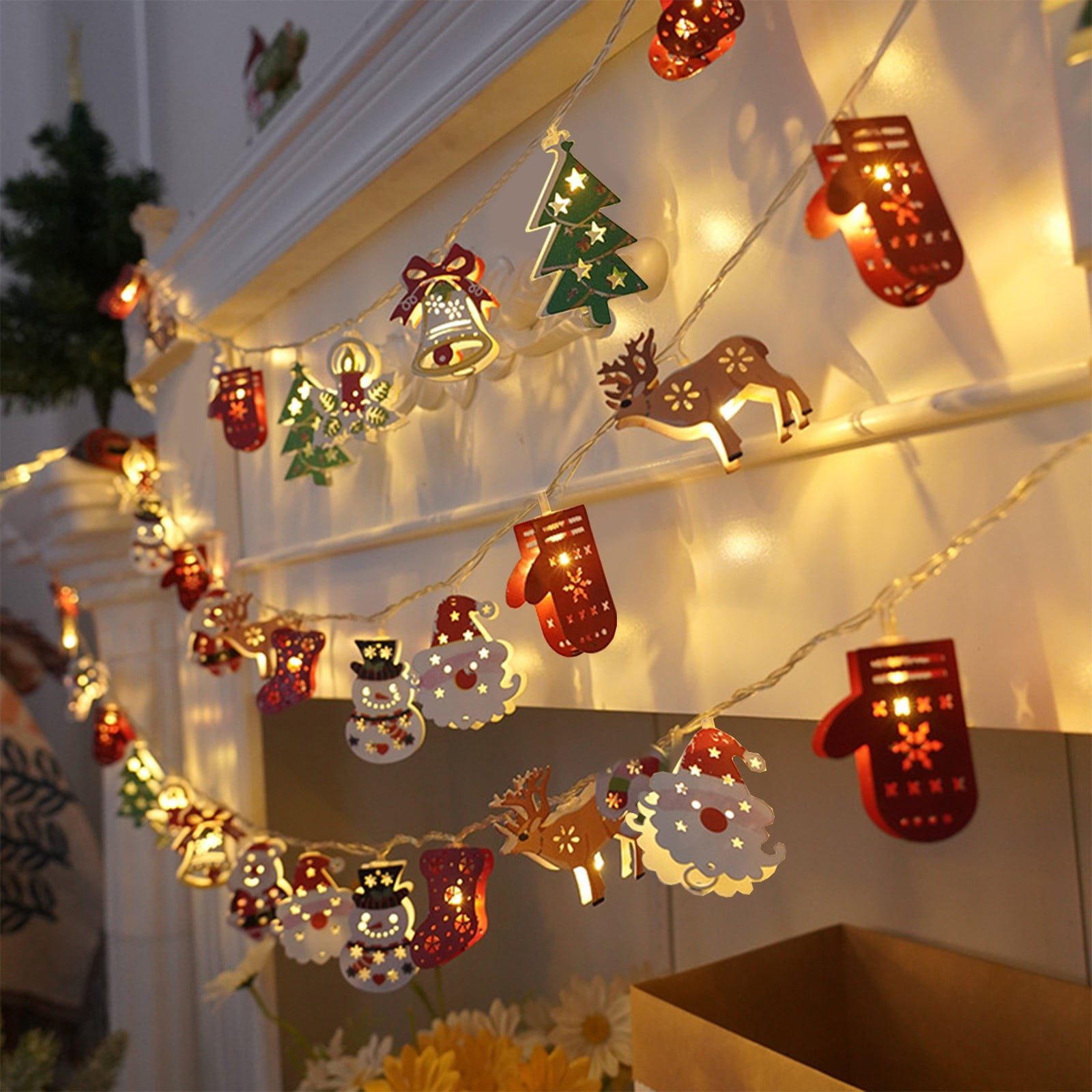 Whimsical Christmas Ornaments on Fairy Lights Whimsical Christmas Ornaments on Fairy Lights — Christmas Fairy Lights Wall