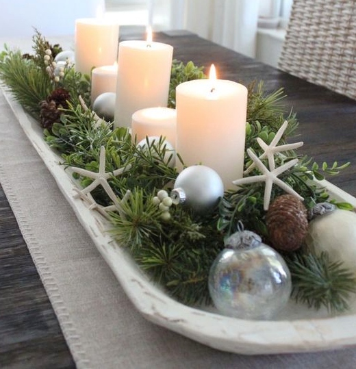 Coastal Rustic Trough with Starfish Accents — Christmas Centerpiece