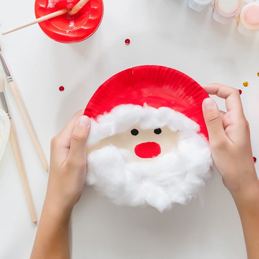 Paper Plate Santa Claus Face Craft Process — Christmas Crafts for Kids
