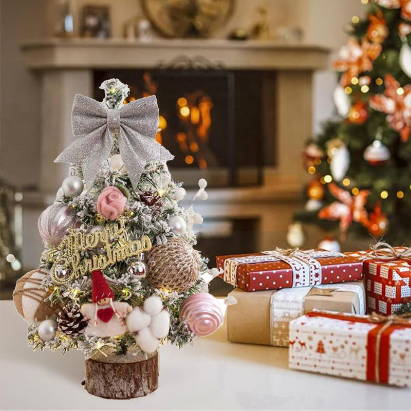 Modern Snow-Flocked Tree with LED Lights Modern Snow-Flocked Tree with LED Lights — Tabletop Christmas Tree Decor