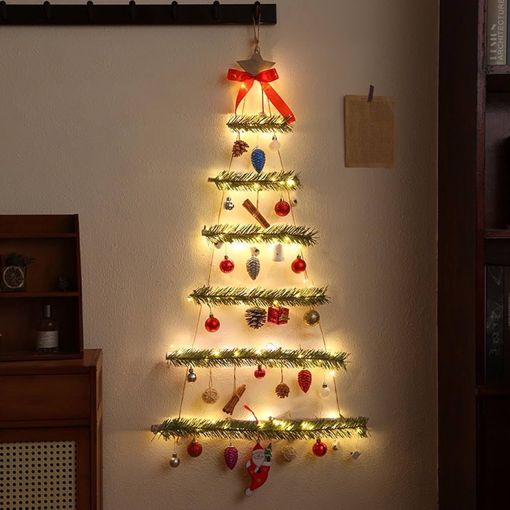 Living Room Modern Horizontal Branch Wall Christmas Tree Living Room Modern Horizontal Branch Wall Christmas Tree