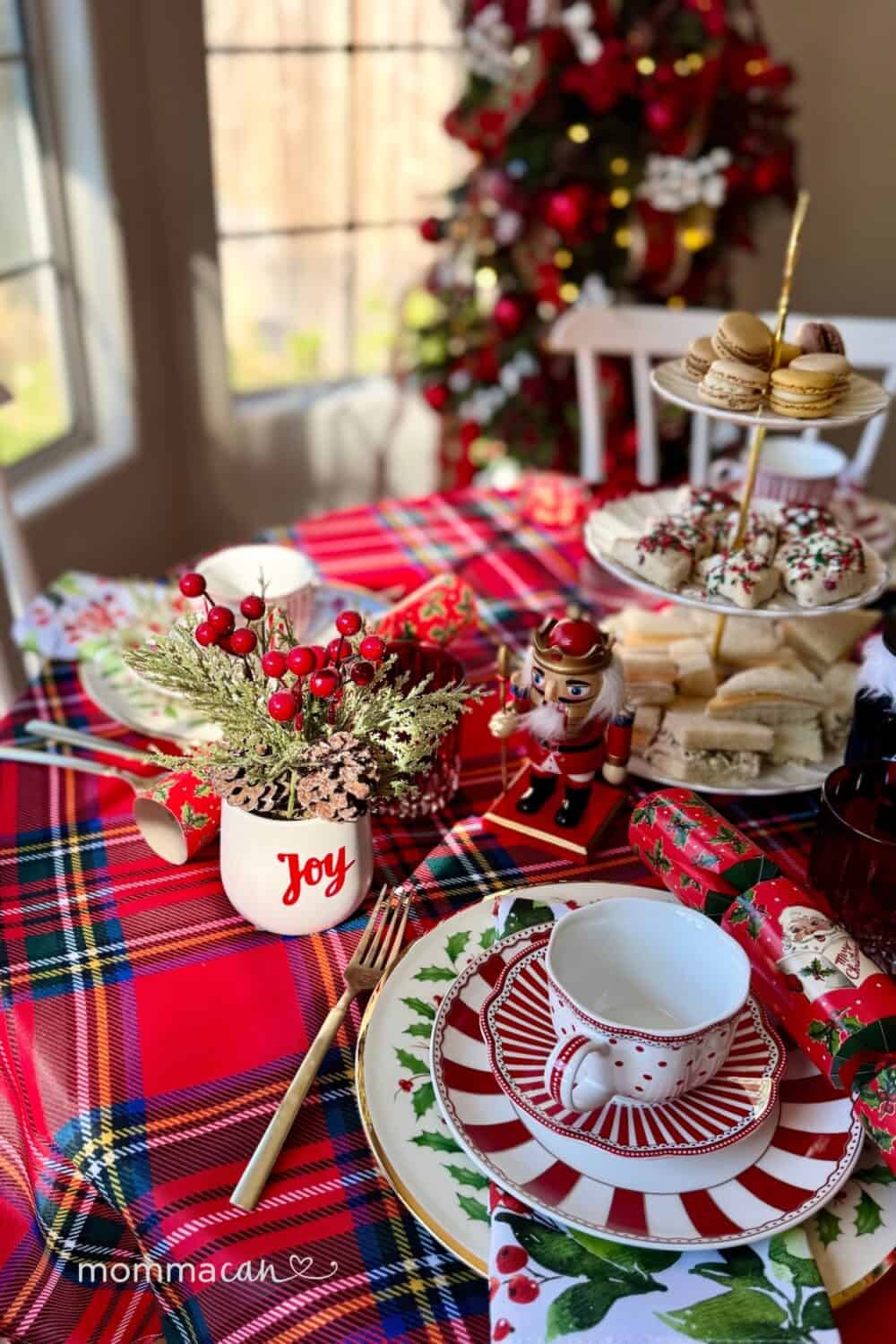 Nutcracker and Tiered Stand for a Traditional Christmas Party Table — Christmas Party Decor