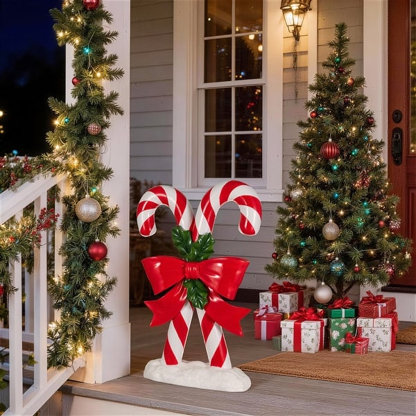 Oversized Candy Cane Decor for a Whimsical Porch — Christmas Porch Decor