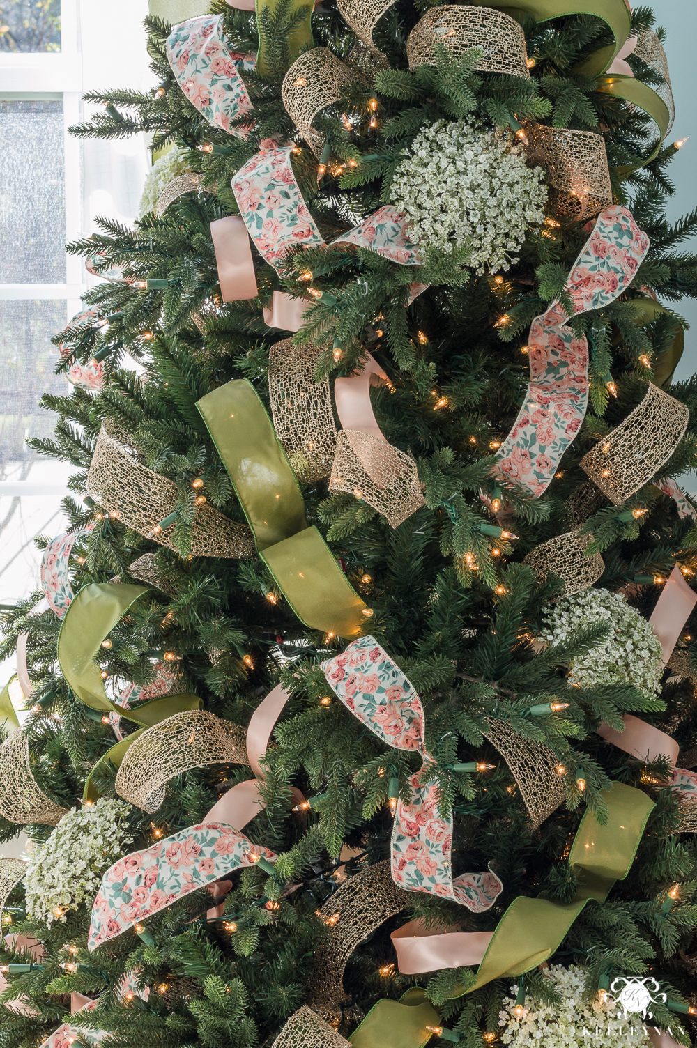 Mixed Satin Ribbons with Floral Patterns Mixed Satin Ribbons with Floral Patterns — Christmas Tree Ribbon