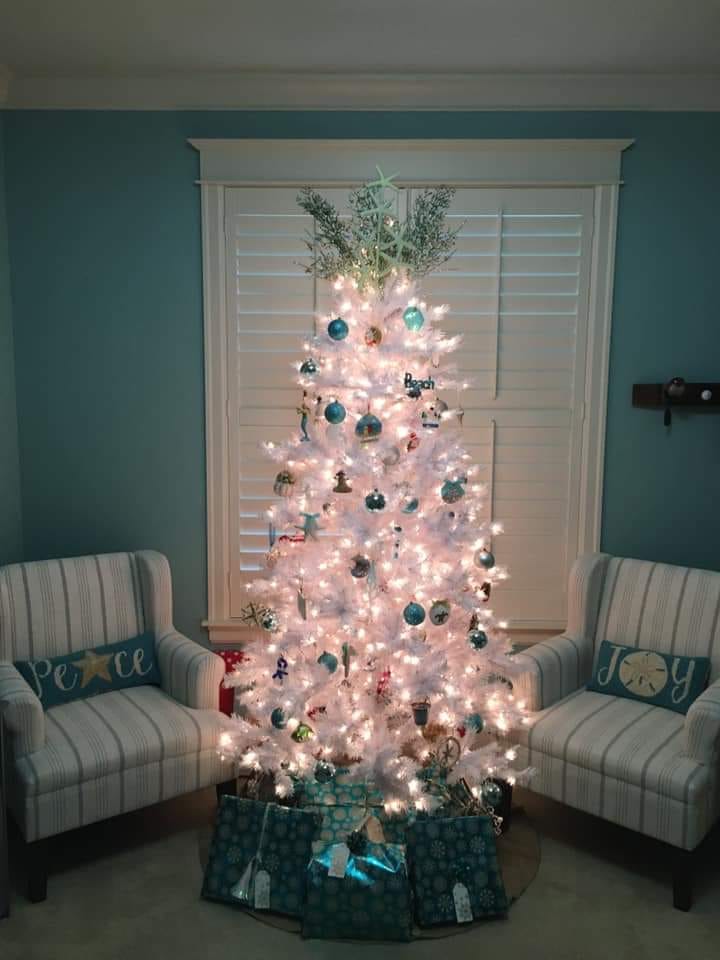 White Christmas Tree with Coastal Accents — Coastal Christmas Tree
