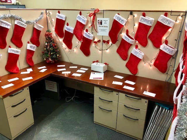 Personalized Christmas Stockings on Cubicle Walls Personalized Christmas Stockings on Cubicle Walls — Christmas Office Decor Ideas